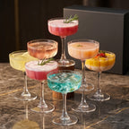 Clear Scalloped Petal Glass Coupe Set (Set of 6)