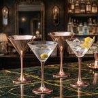 Luminous Metallic Rose Gold Martini Glass Set (Set of 4)