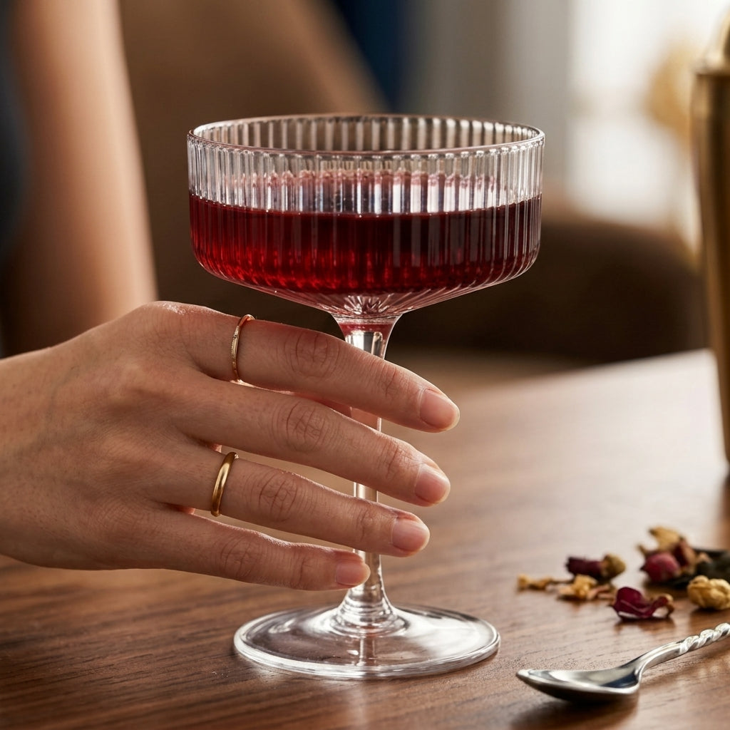 Crystal Clear Fluted Glass Coupe Set (Set of 6)