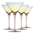 Luminous Iridescent Tall Stem Martini Glass Set (Set of 4)