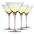 Luminous Iridescent Tall Stem Martini Glass Set (Set of 4)
