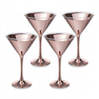 Luminous Metallic Rose Gold Martini Glass Set (Set of 4)