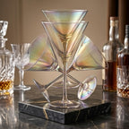 Luminous Iridescent Tall Stem Martini Glass Set (Set of 4)