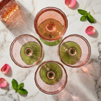 Two-Tone Scalloped Edge Glass Coupe Set (Set of 4)