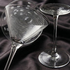 Mixed Etched Pattern Tall Stem Martini Glass Set (Set of 4)