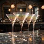 Luminous Iridescent Tall Stem Martini Glass Set (Set of 4)