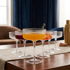 Crystal Clear Fluted Glass Coupe Set (Set of 6)