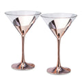 Modern Diagonal Rose Gold Martini Glass Set (Set of 2)