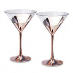 Modern Diagonal Rose Gold Martini Glass Set (Set of 2)