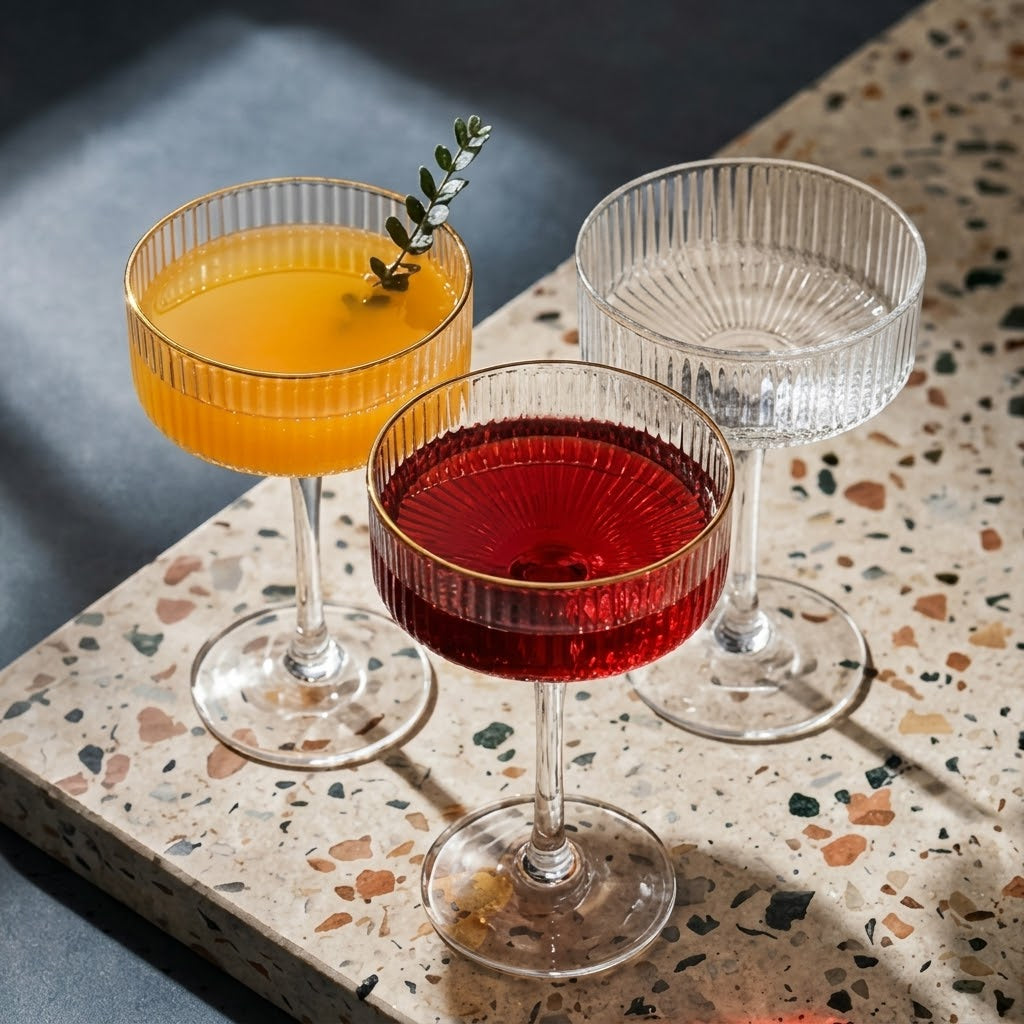 Crystal Clear Fluted Glass Coupe Set (Set of 6)