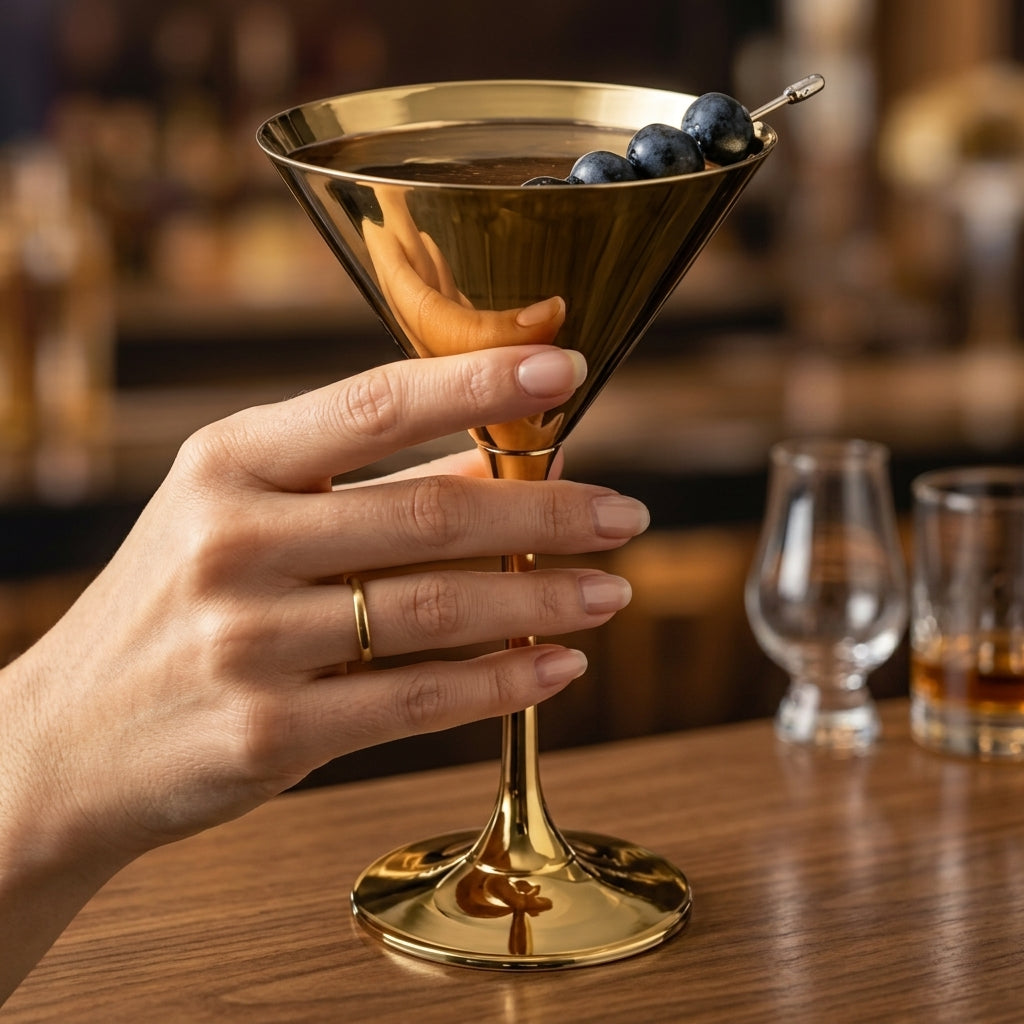Radiant Metallic Gold Martini Glass Set (Set of 4)