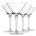 Mixed Etched Pattern Tall Stem Martini Glass Set (Set of 4)