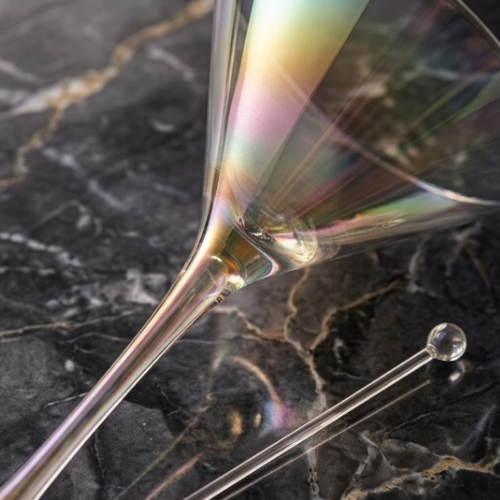 Luminous Iridescent Tall Stem Martini Glass Set (Set of 4)