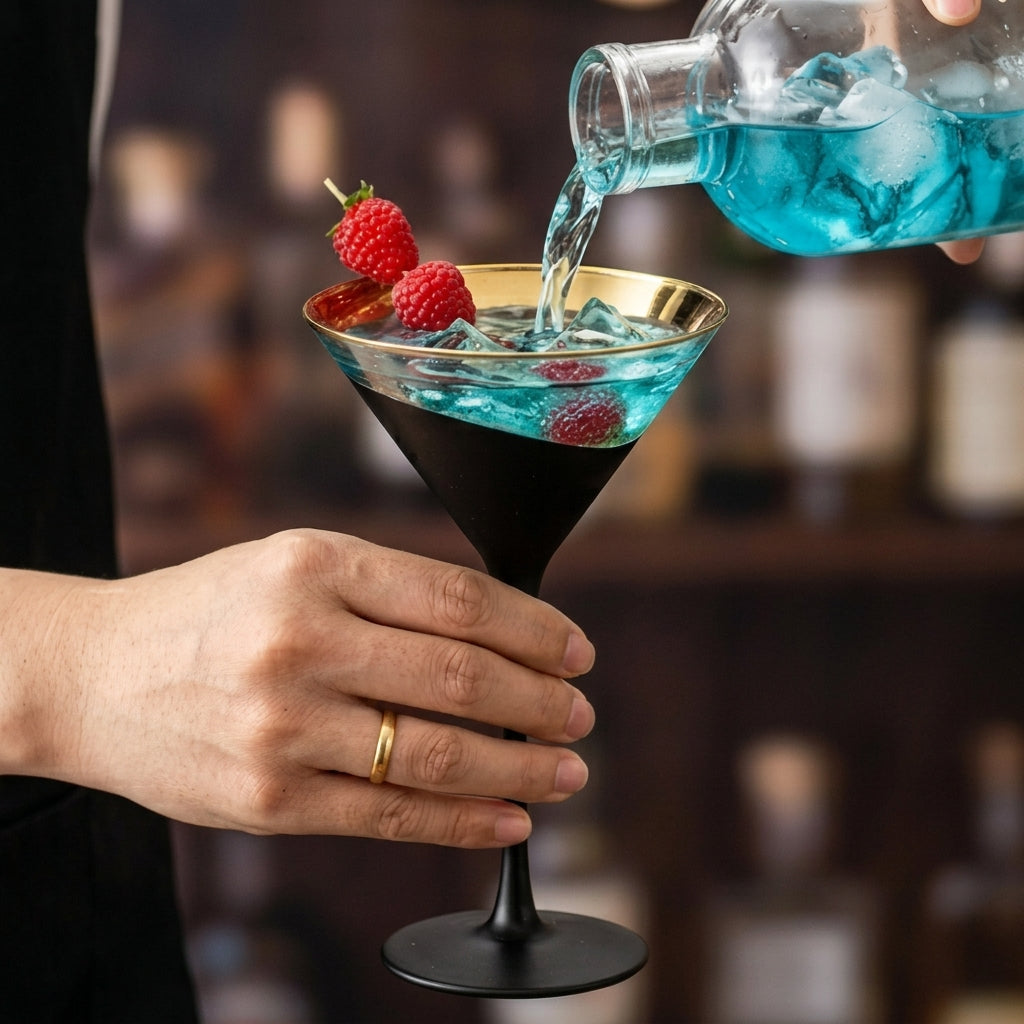 Modern Two-Tone Matte Black Martini Glass Set (Set of 4)