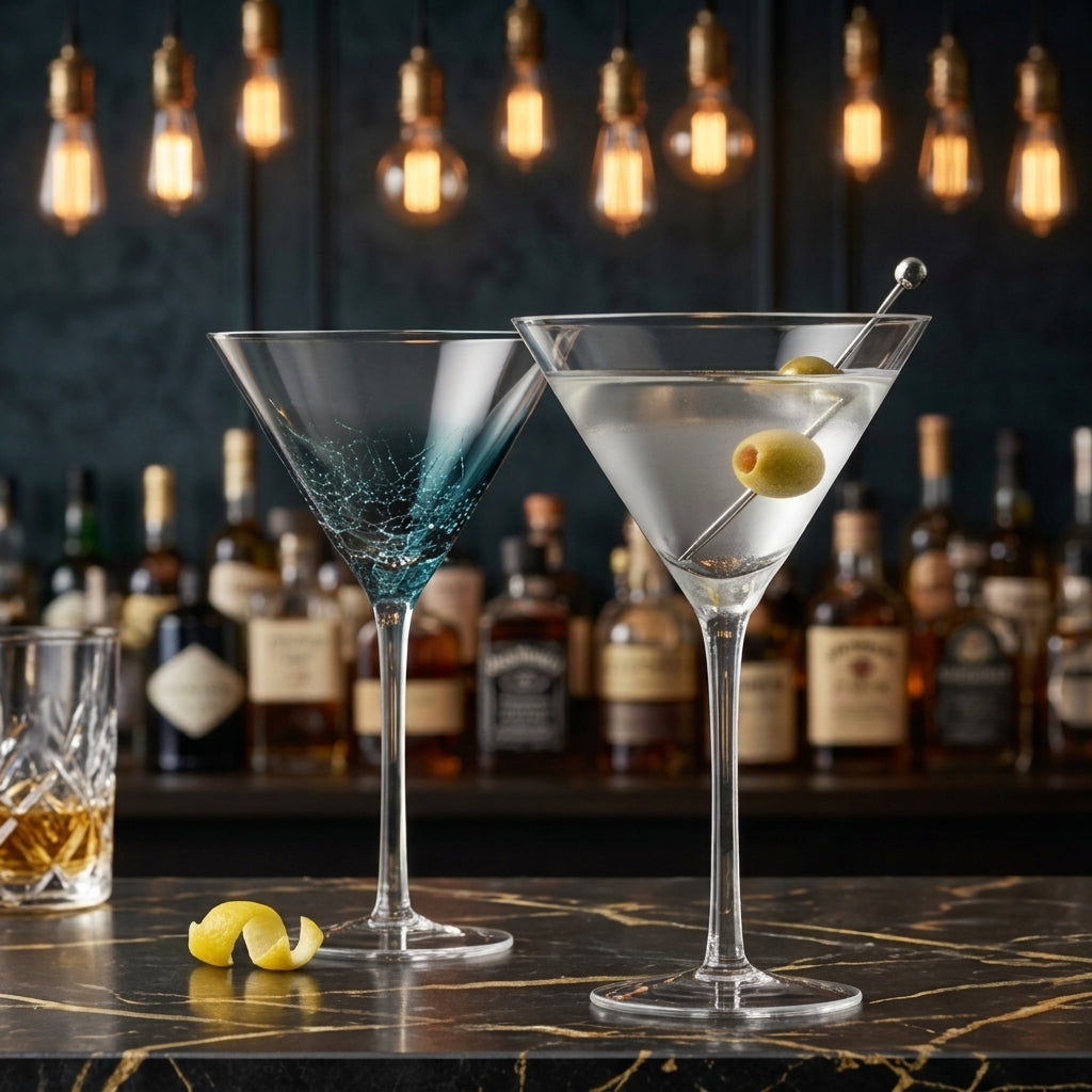 Ocean Ombre Crackle Base Martini Glass Set (Set of 2)