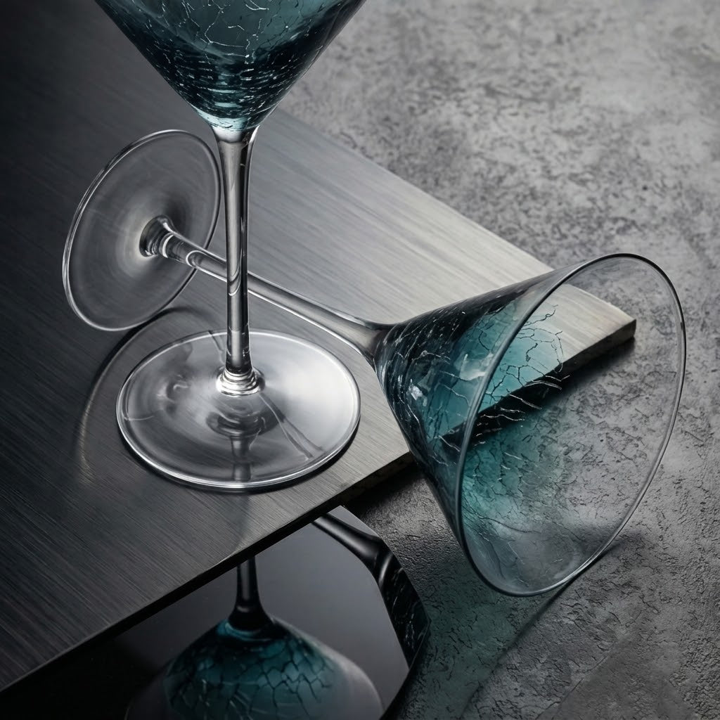 Ocean Ombre Crackle Base Martini Glass Set (Set of 2)