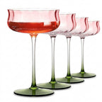 Two-Tone Scalloped Edge Glass Coupe Set (Set of 4)