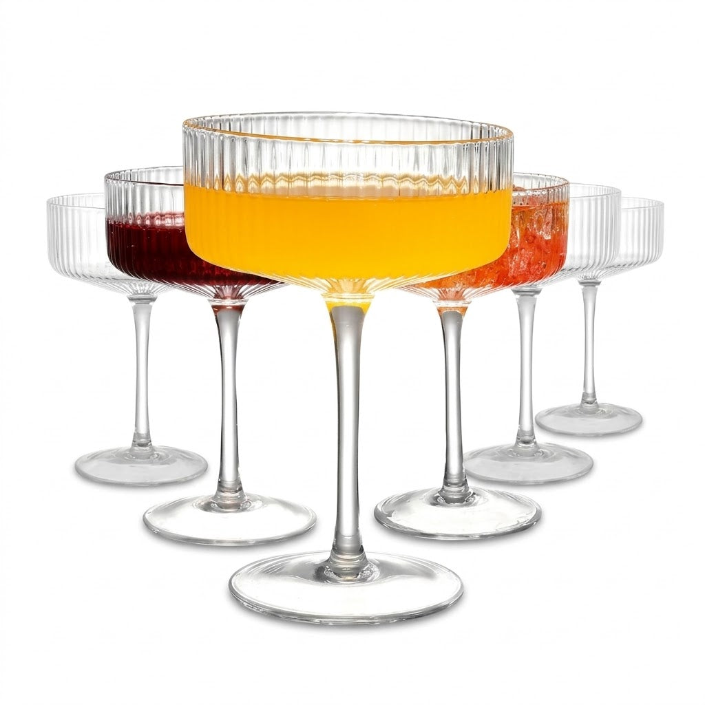 Crystal Clear Fluted Glass Coupe Set (Set of 6)