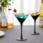 Modern Two-Tone Matte Black Martini Glass Set (Set of 4)