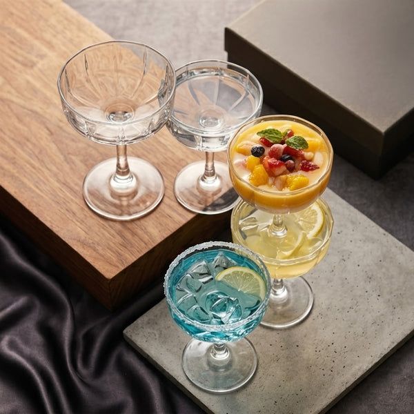 Clear Scalloped Petal Glass Coupe Set (Set of 6)