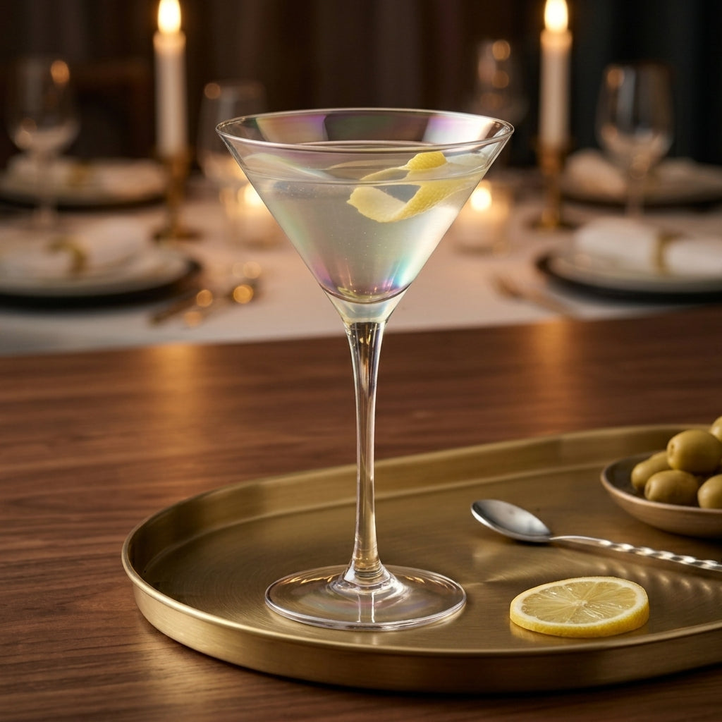 Luminous Iridescent Tall Stem Martini Glass Set (Set of 4)