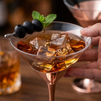 Modern Diagonal Rose Gold Martini Glass Set (Set of 2)