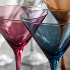 Modern Jewel-Tone Tall Stem Martini Glass Set (Set of 4)