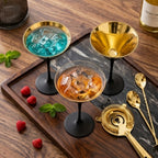 Modern Two-Tone Matte Black Martini Glass Set (Set of 4)