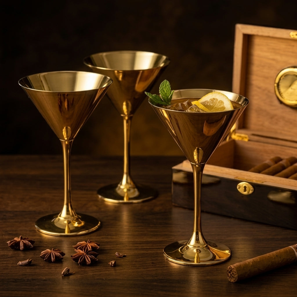 Radiant Metallic Gold Martini Glass Set (Set of 4)