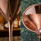 Luminous Metallic Rose Gold Martini Glass Set (Set of 4)