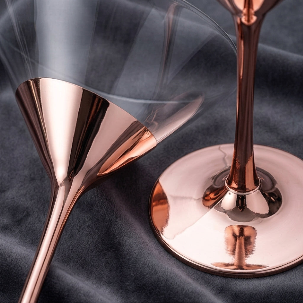 Modern Diagonal Rose Gold Martini Glass Set (Set of 2)