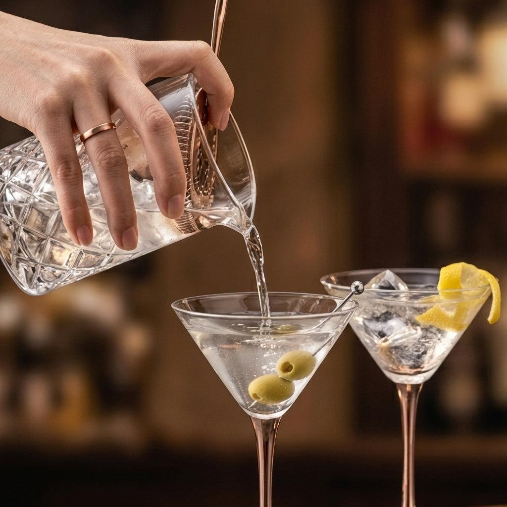 Luminous Metallic Rose Gold Martini Glass Set (Set of 4)