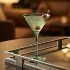 Modern Jewel-Tone Tall Stem Martini Glass Set (Set of 4)