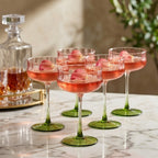 Two-Tone Scalloped Edge Glass Coupe Set (Set of 4)