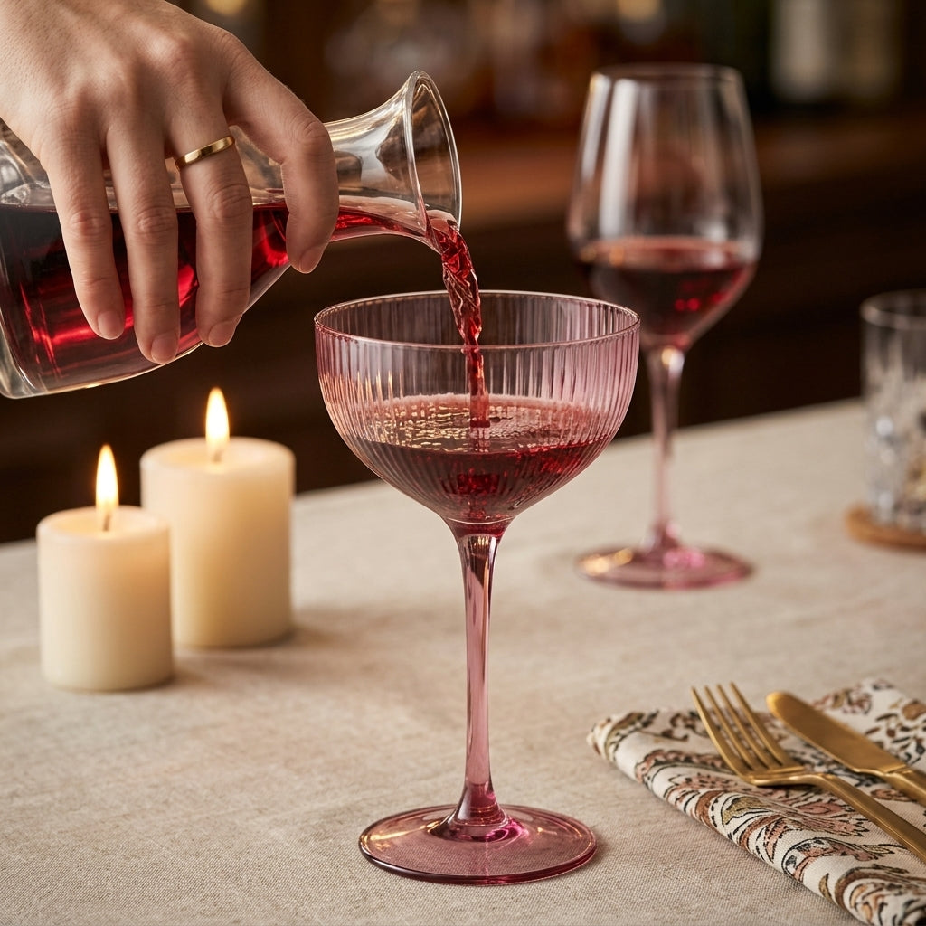 Modern Jewel-Tone Tall Stem Martini Glass Set (Set of 4)
