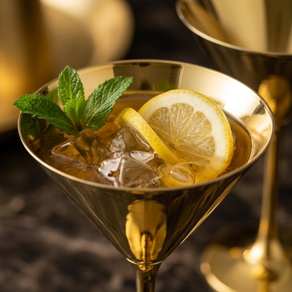 Radiant Metallic Gold Martini Glass Set (Set of 4)
